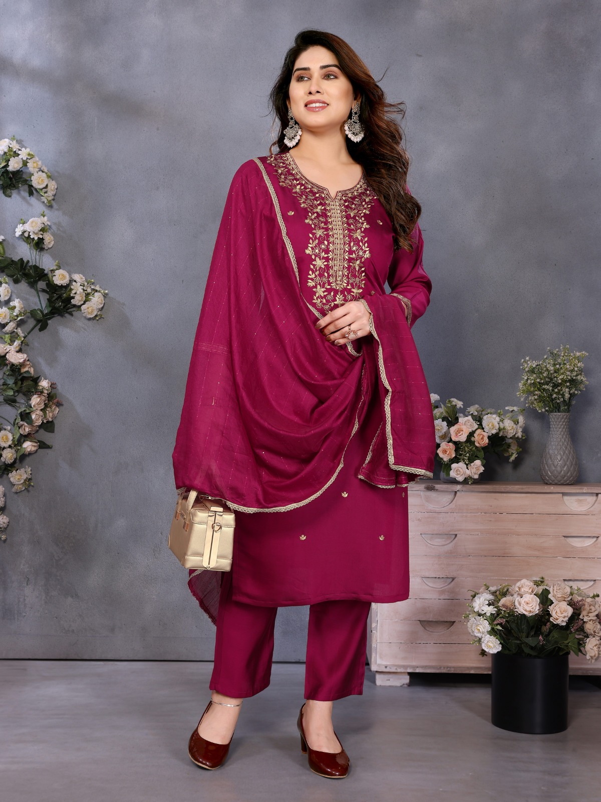 Wine salwar suit