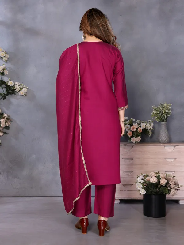 Elegant Wine Ethnic Kurti Set with Dupatta