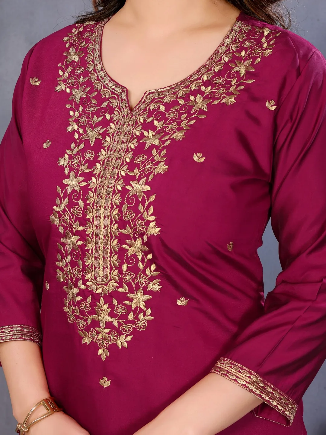 Elegant Wine Ethnic Kurti Set with Dupatta