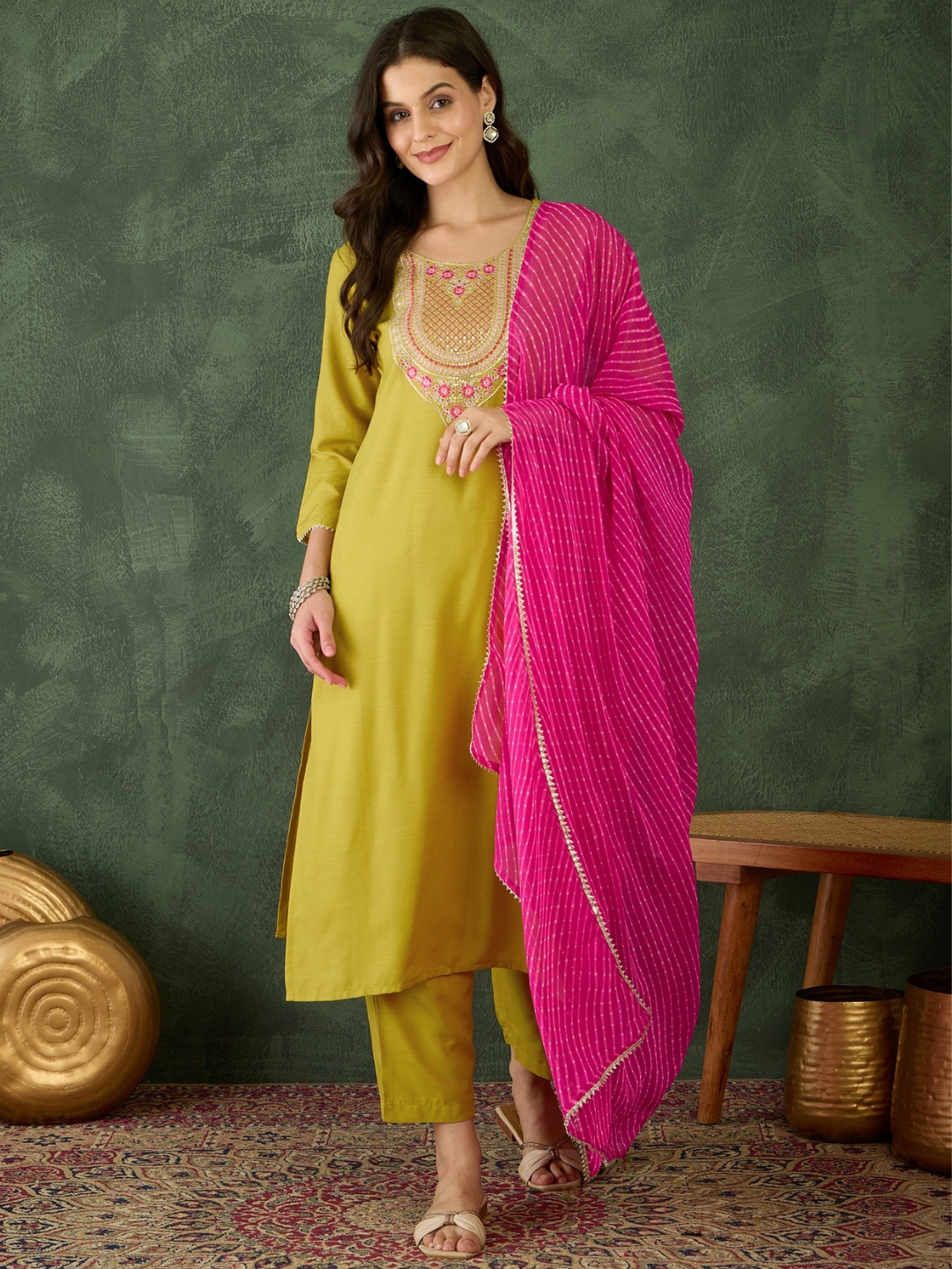 Embroidered red salwar suit