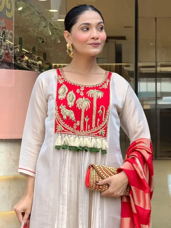 Silk Festive Kurta Pant Set with Zari Jacquard Dupatta