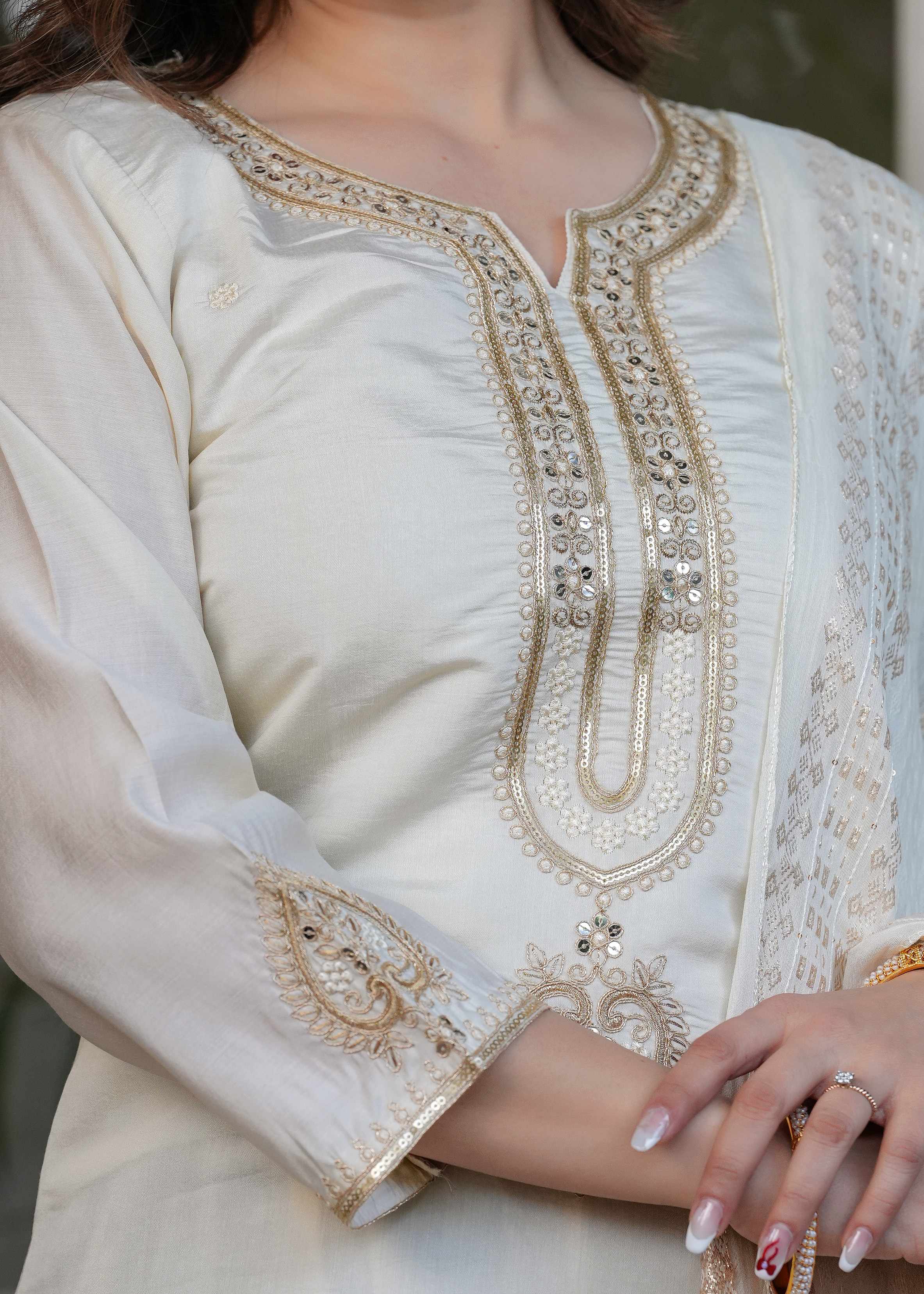 White chanderi salwar suit