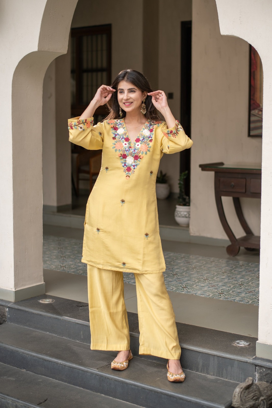 Embroidered red salwar suit for festive