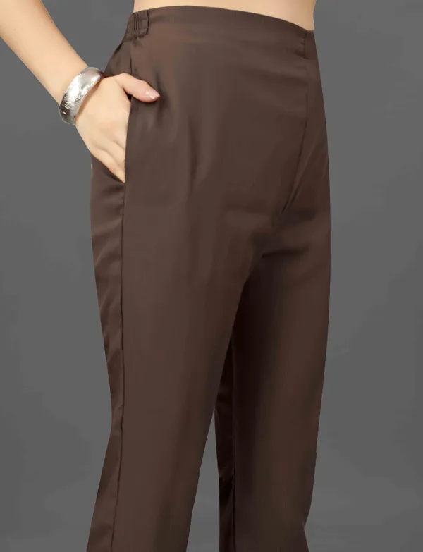 Brown Embroidered Kurta Pant Dupatta Set for Women