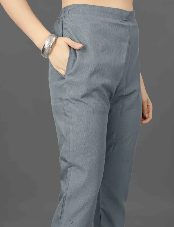 Grey Embroidered Kurta Pant Dupatta Set for Women
