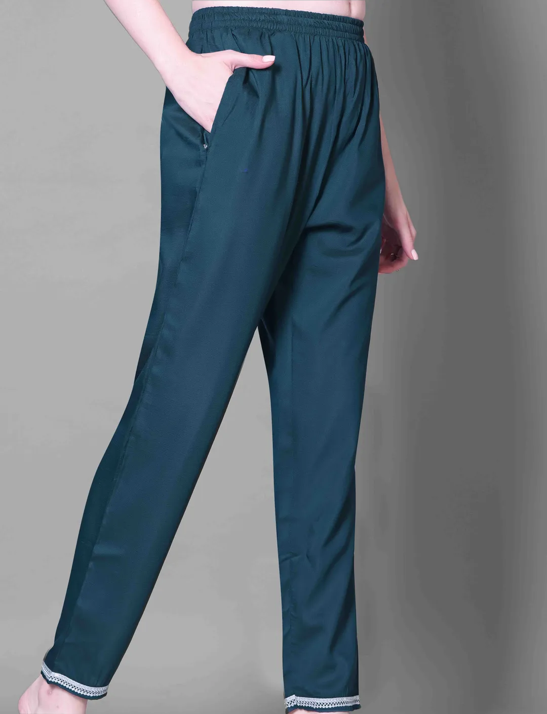 Teal Blue Embroidered Silk Blend Kurta Dupatta Set