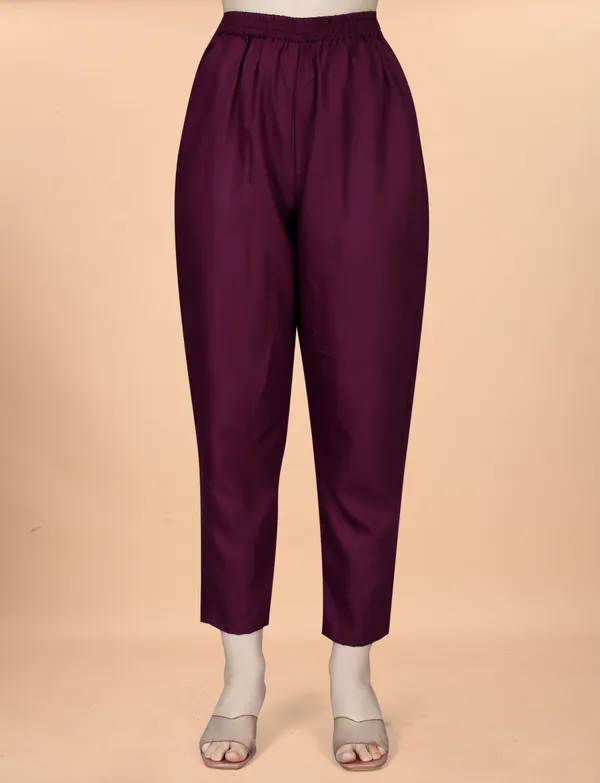 Wine Embroidered Cotton Blend Kurta Pant Dupatta Set