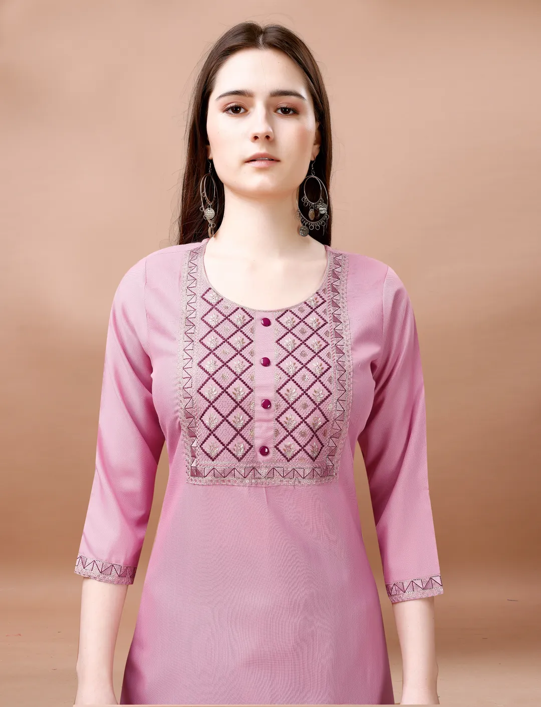 Blush Pink Embroidered Kurta Pant Dupatta Set Women