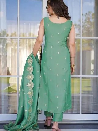 Light Green Embroidered Ethnic Suit Set for Women