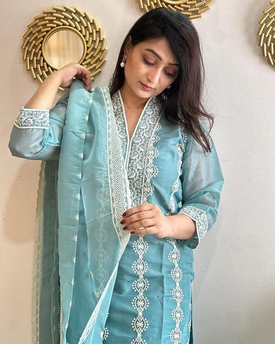 Women's Sky Blue Designer Kurta Set Online