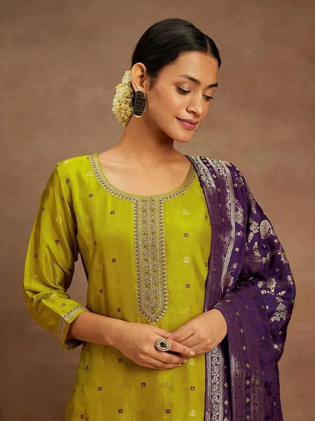 Elegant Green Kurta Pant Dupatta Set for Women