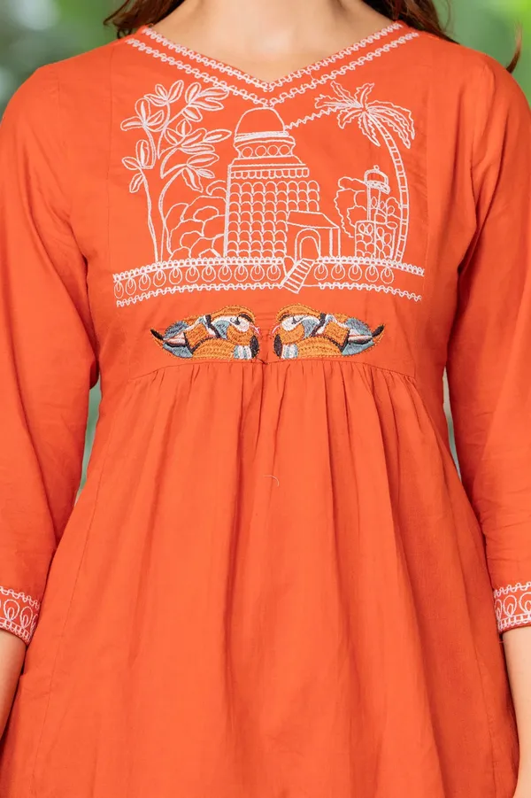 Stylish Rust Orange Ethnic Co-Ord Set for Women