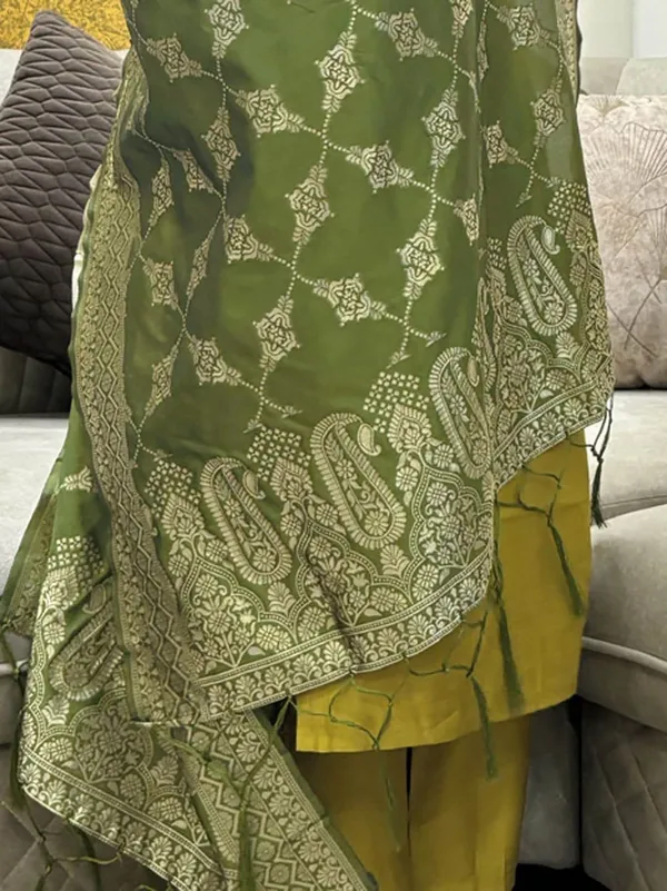Women's Mustard Silk Blend Kurta Set with Dupatta