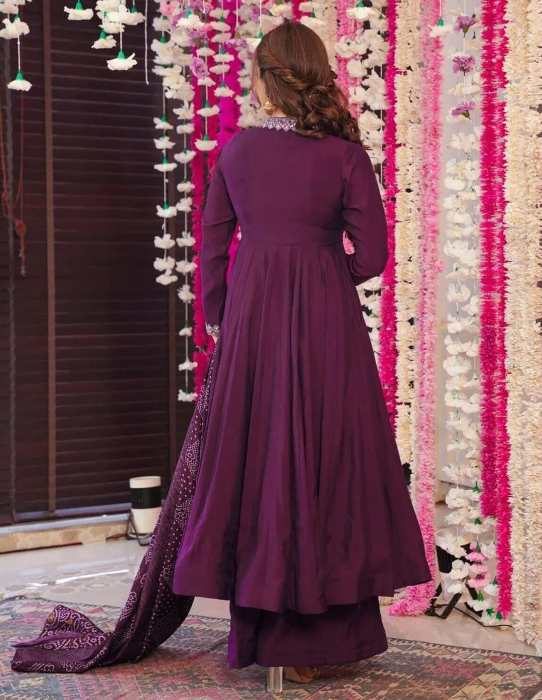 Festive Purple Anarkali Suit with Chanderi Dupatta
