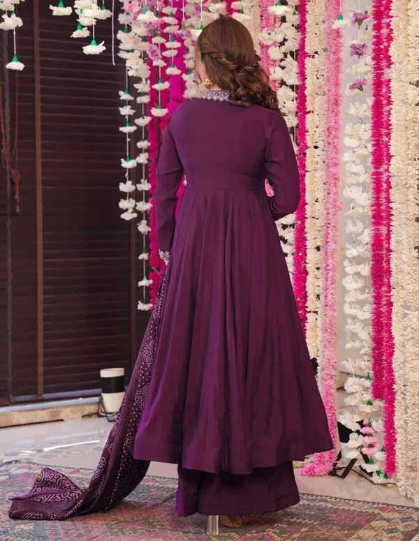 Festive Purple Anarkali Suit with Chanderi Dupatta