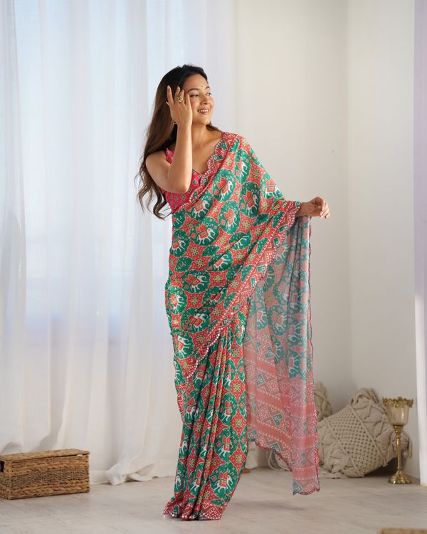 Patola Print Chinon Saree for Women Online