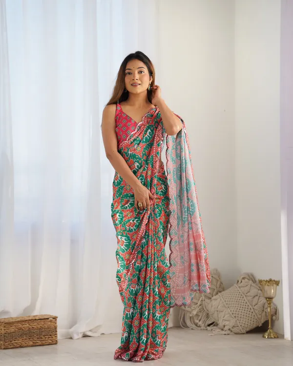 Patola Print Chinon Saree for Women Online
