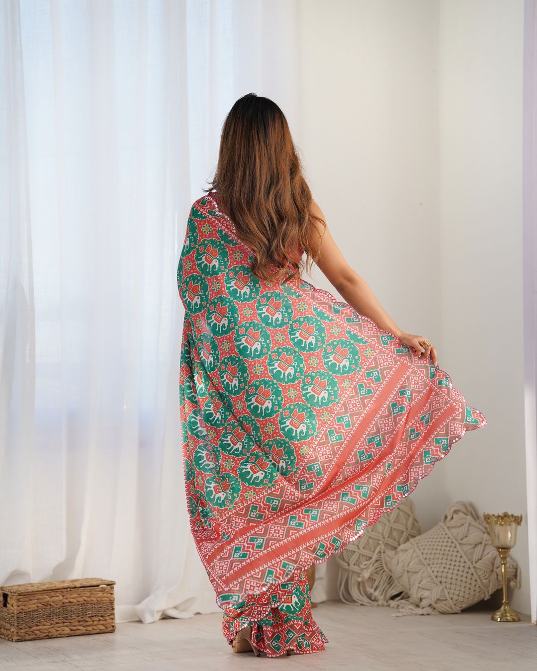 Patola Print Chinon Saree for Women Online