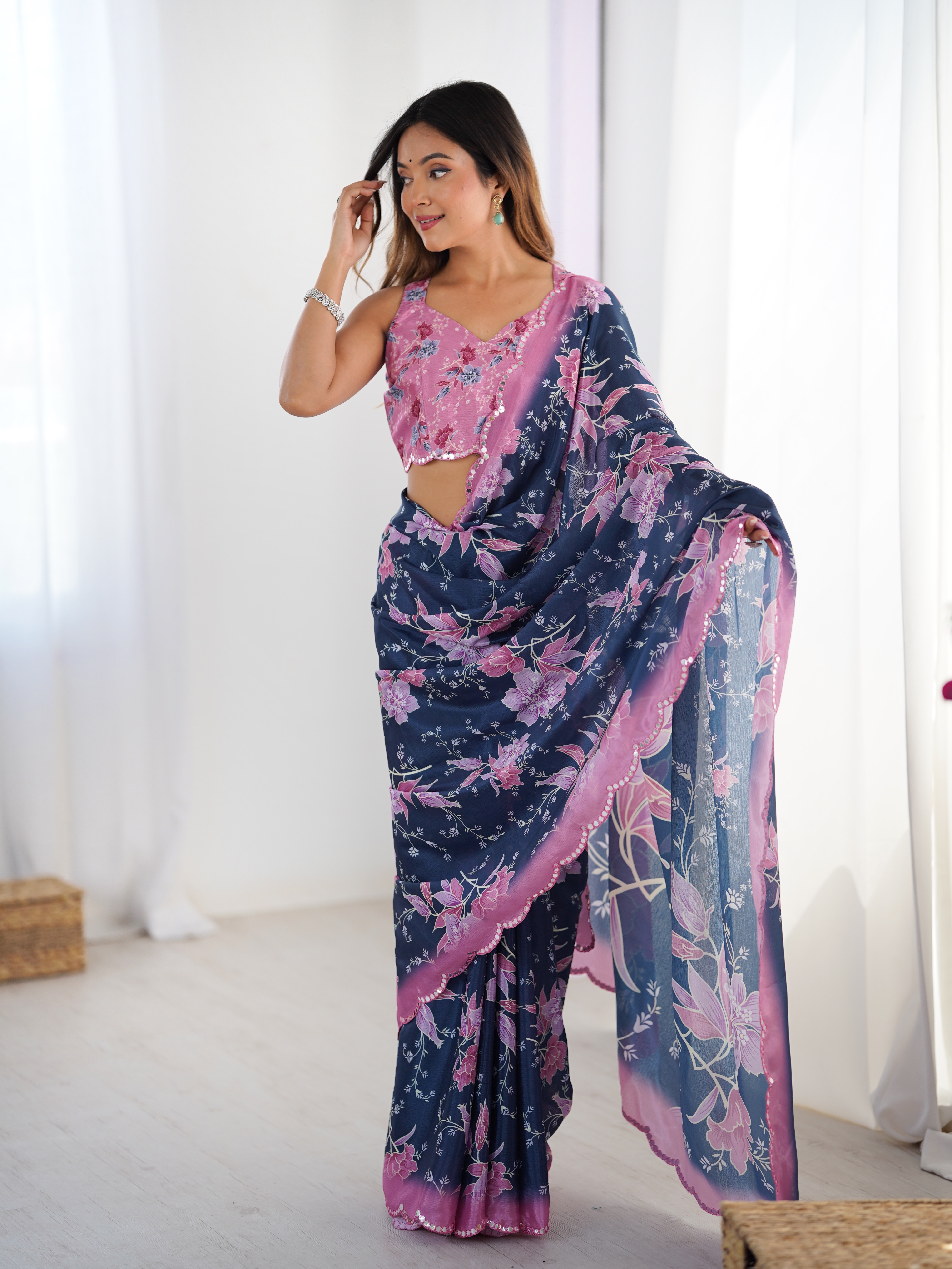 Blue saree for party