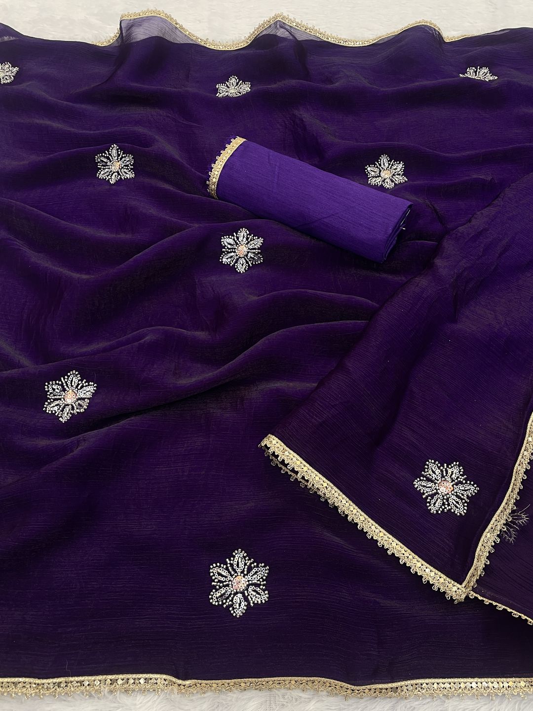 Royal Purple Designer Fandy Saree for Women
