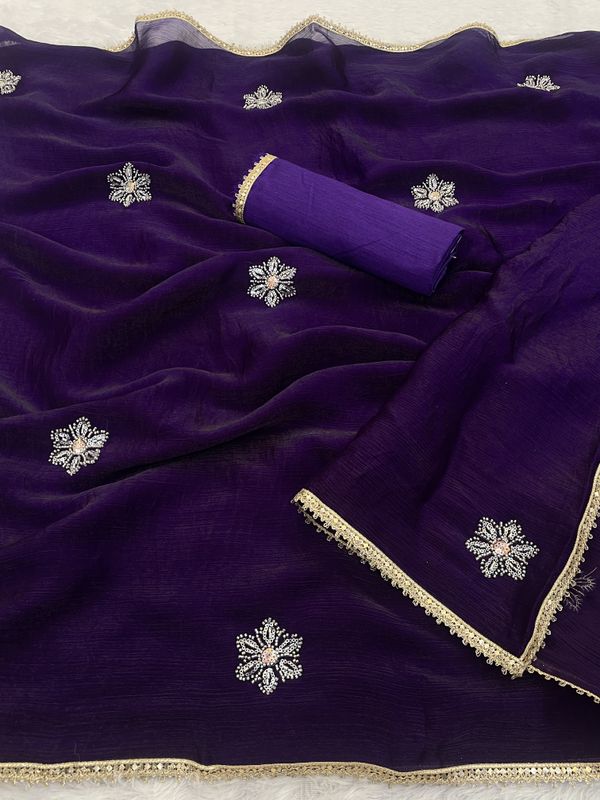 Royal Purple Designer Fandy Saree for Women