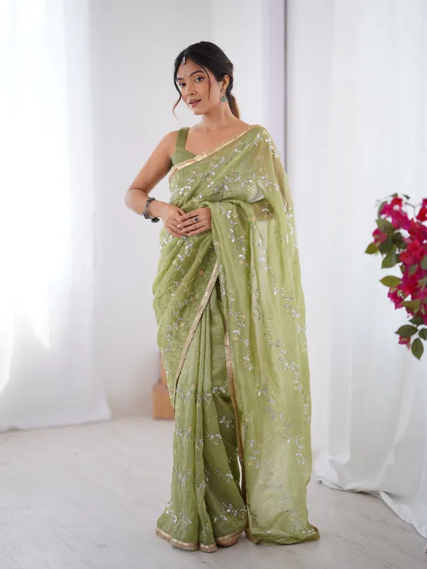 Premium Gold Crush Embroidered Party Wear Saree for Women
