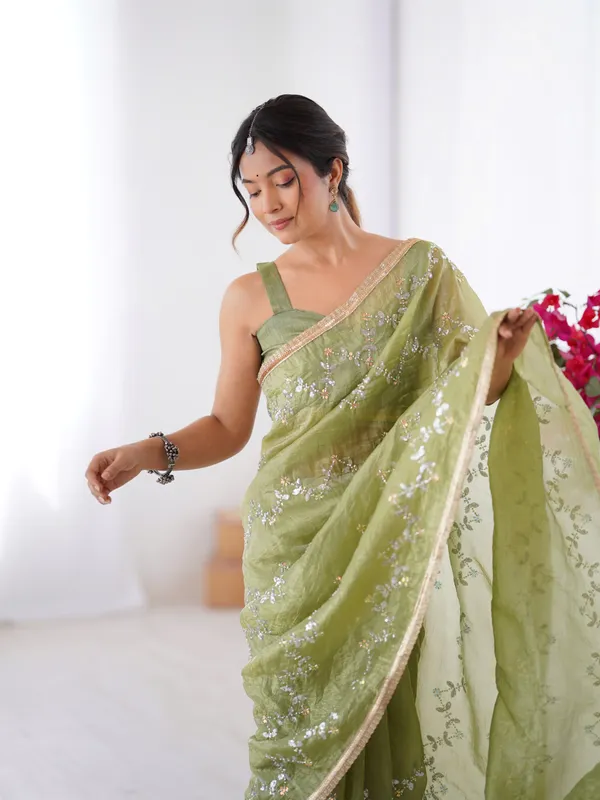 Premium Gold Crush Embroidered Party Wear Saree for Women