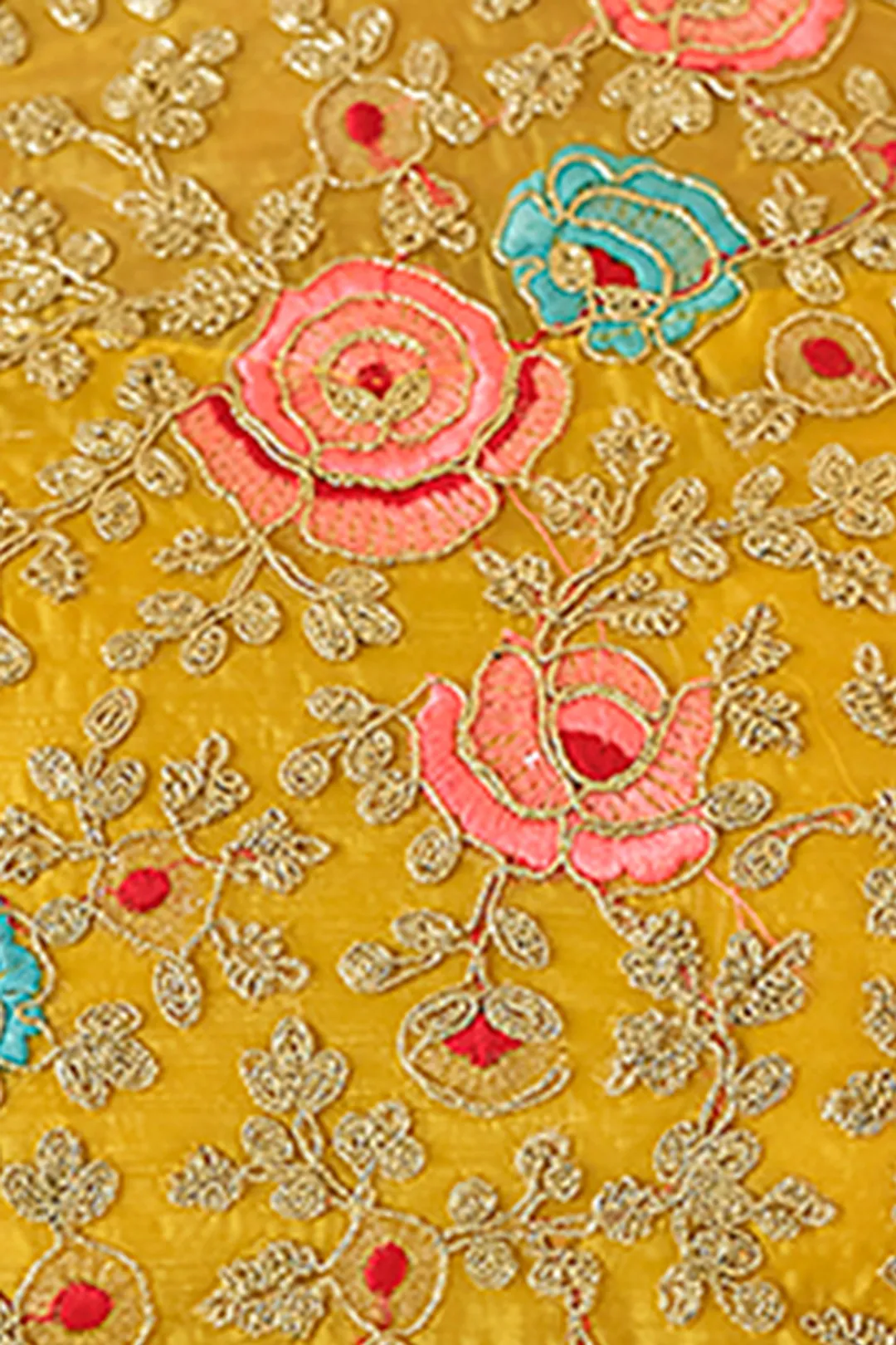 Yellow Organza Embroidered Saree with Unstitched Net Blouse