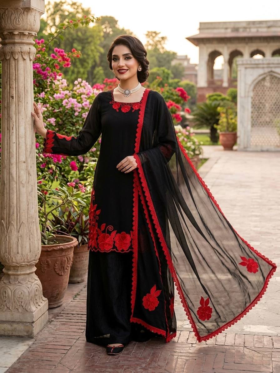 Black silk salwar suit for party