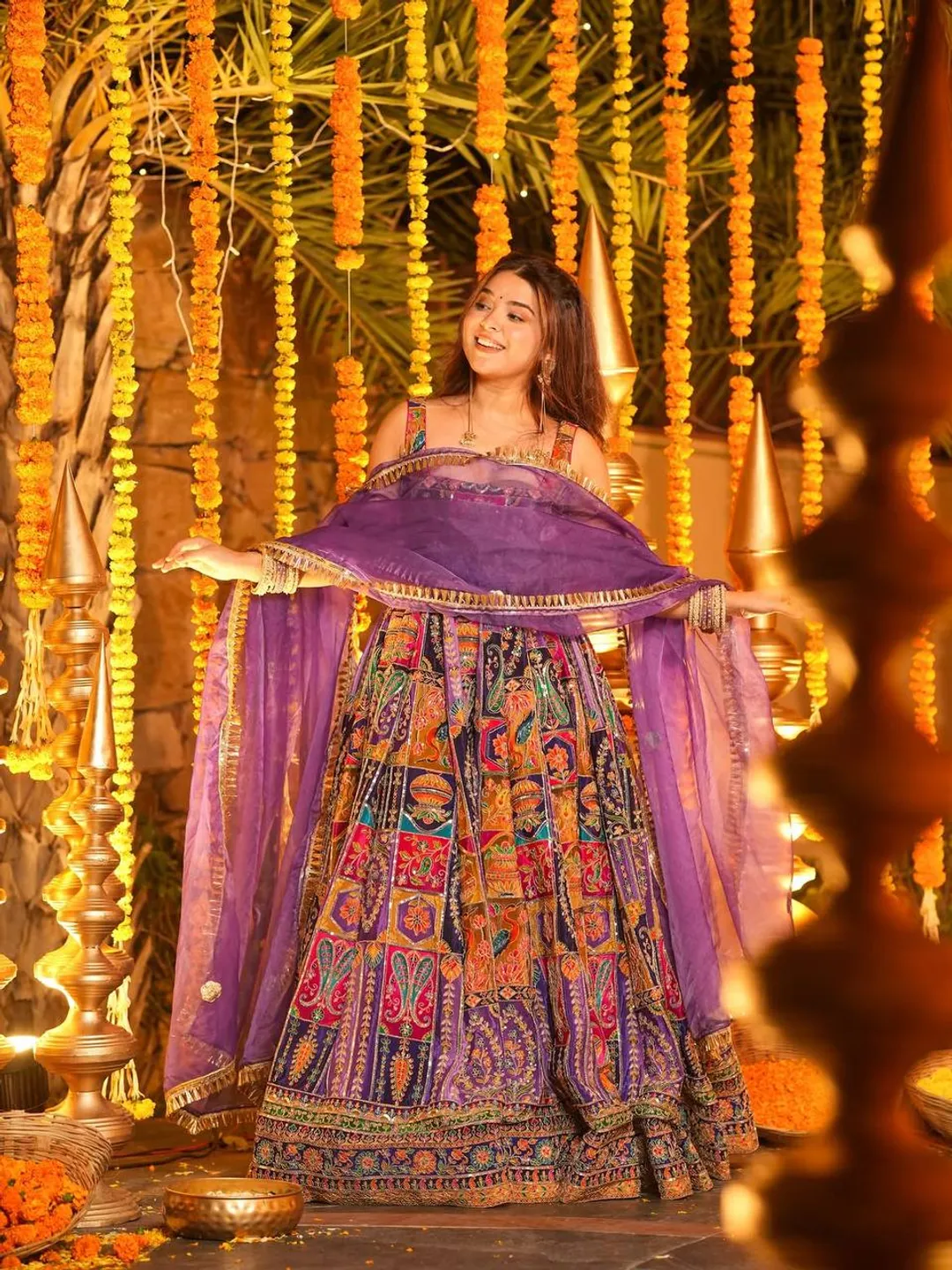 Multicolor Embroidered Crepe Maxi Suit Set for Festive Wear