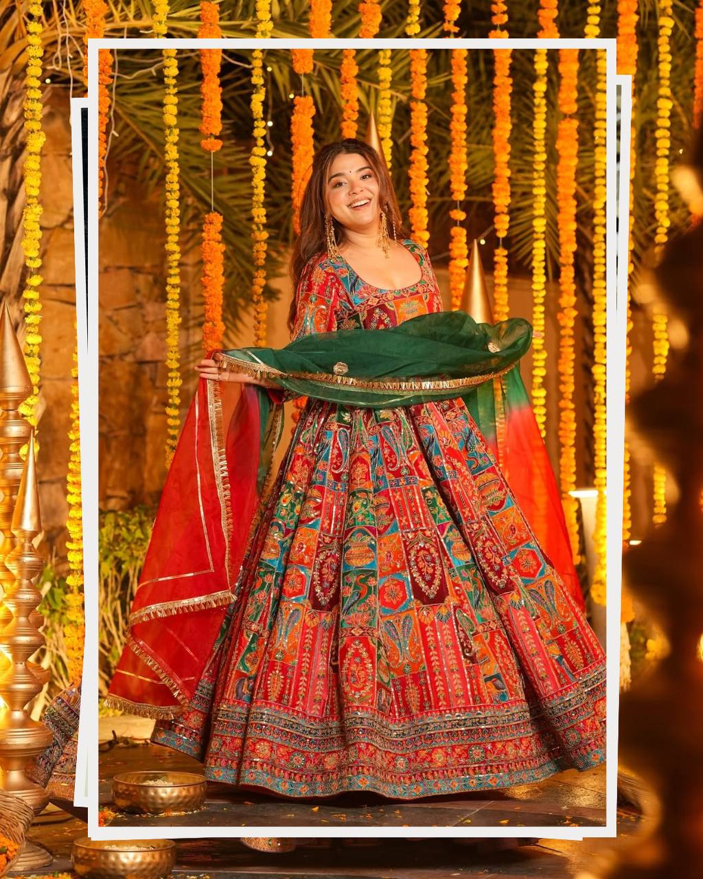 Embroidered red crepe salwar suit for festive