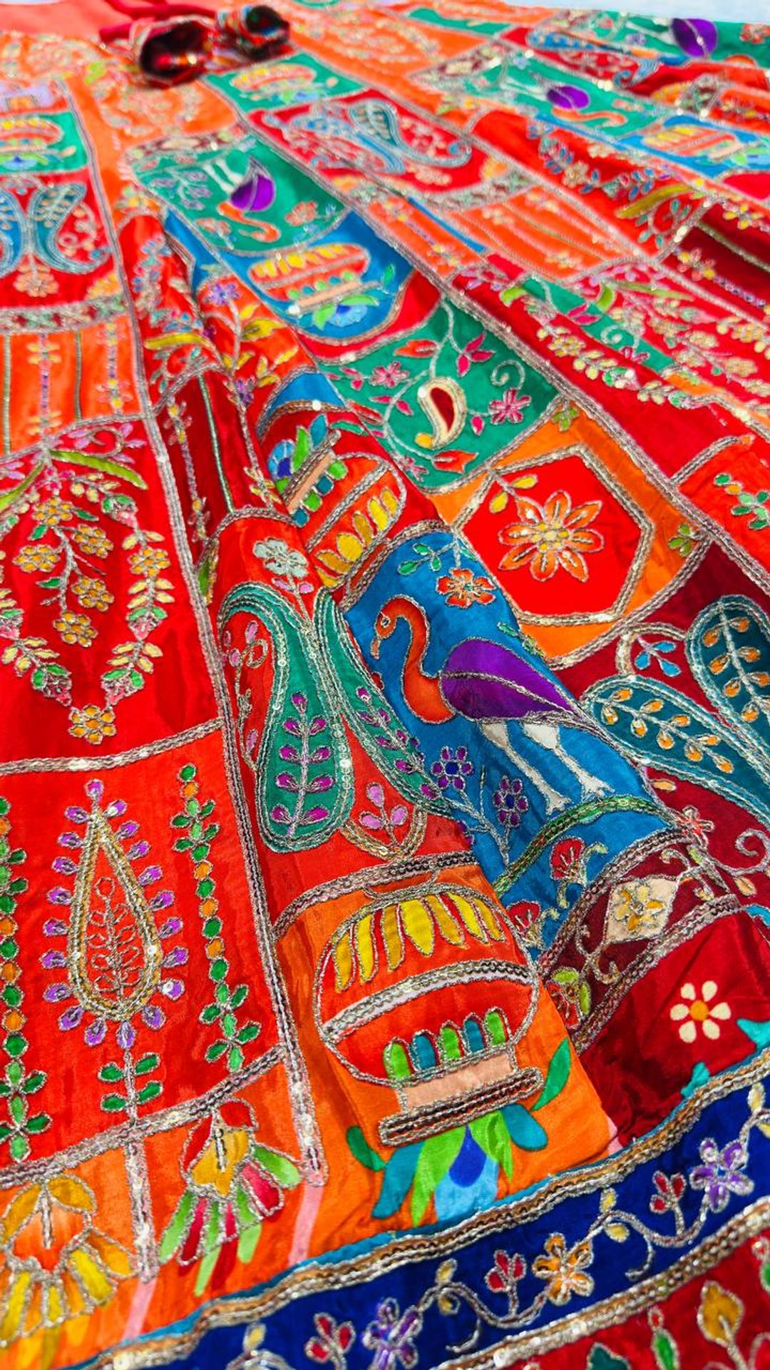 Multicolor Embroidered Crepe Maxi Suit Set for Festive Wear