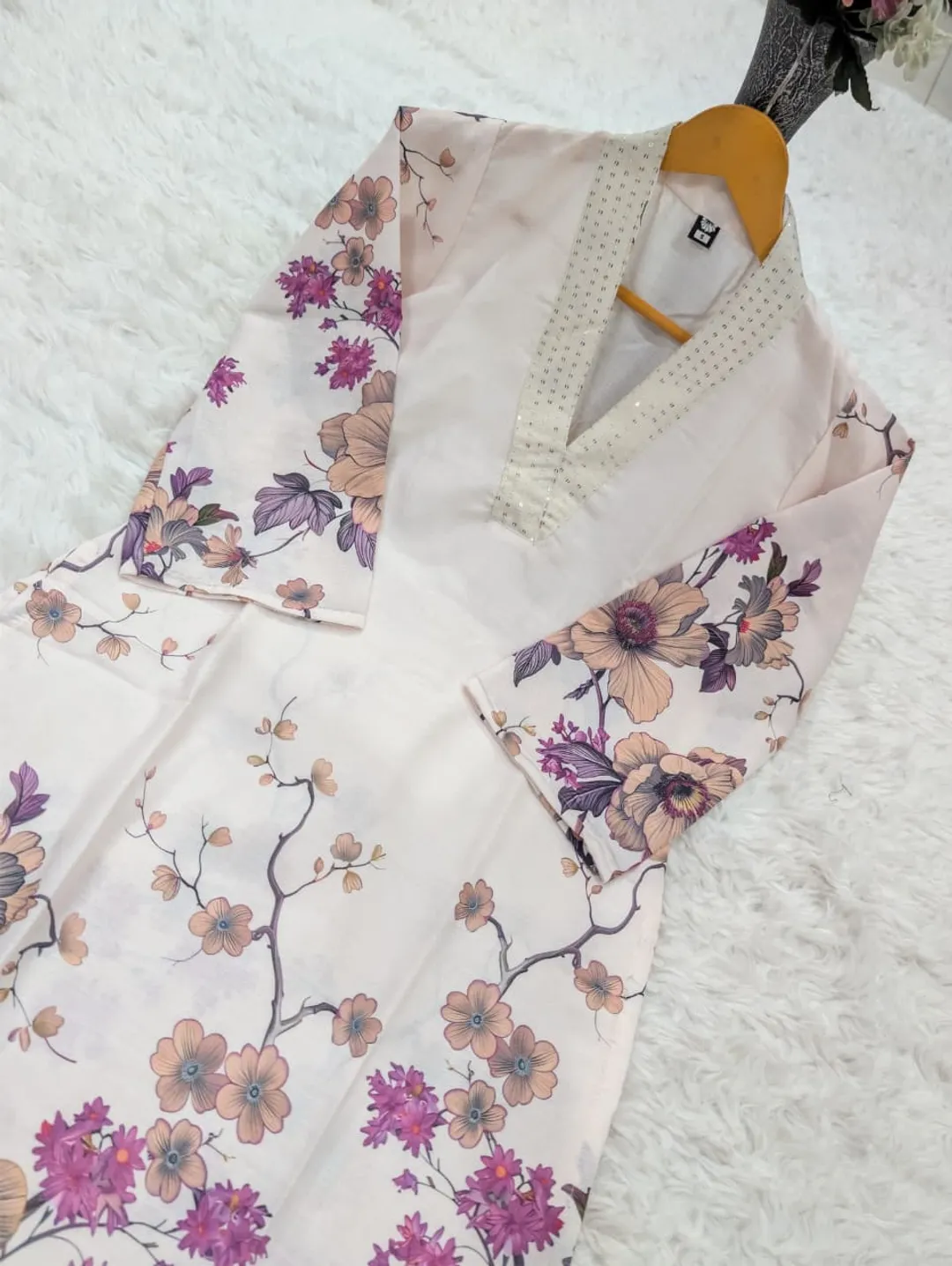 Ivory Floral Linen Cotton Co-Ord Set for Women from Varnavi