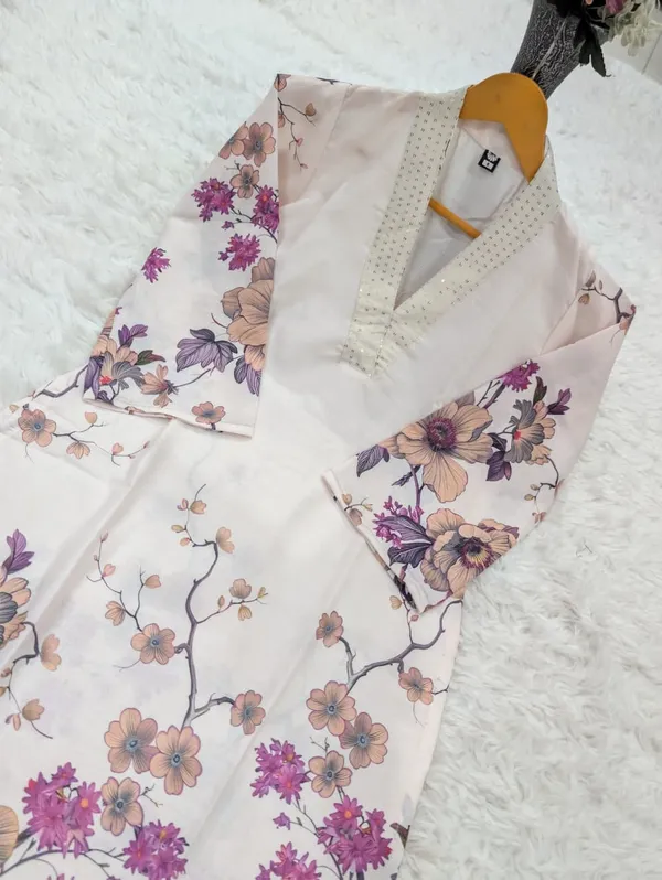 Ivory Floral Linen Cotton Co-Ord Set for Women from Varnavi