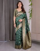 reen Banarasi Soft Silk Saree with Floral Zari Borders - Green, Bottle Green, Emerald Green, Rama Green, Sea Green, Teal, Lime Green, Parrot Green, Pista Green, Forest Green, Jade Green