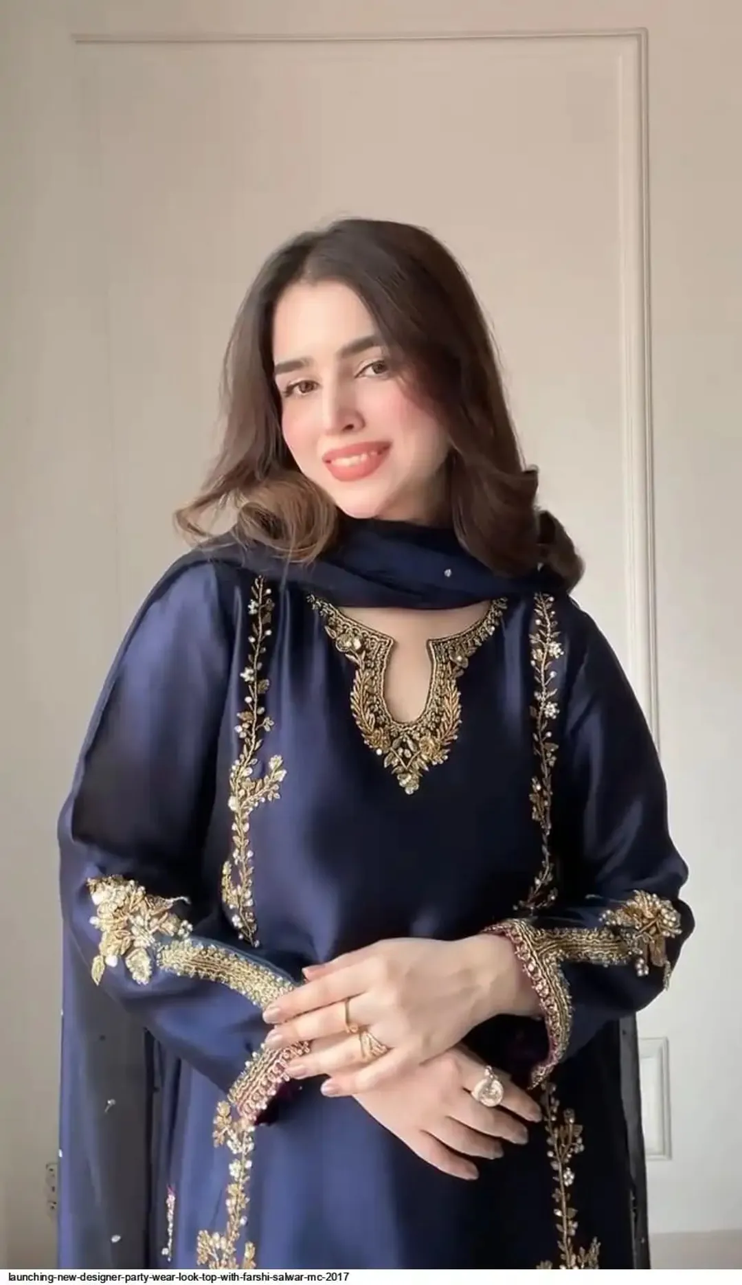 Midnight Blue Natural Crepe Patiala Kurta Set with Embroidery