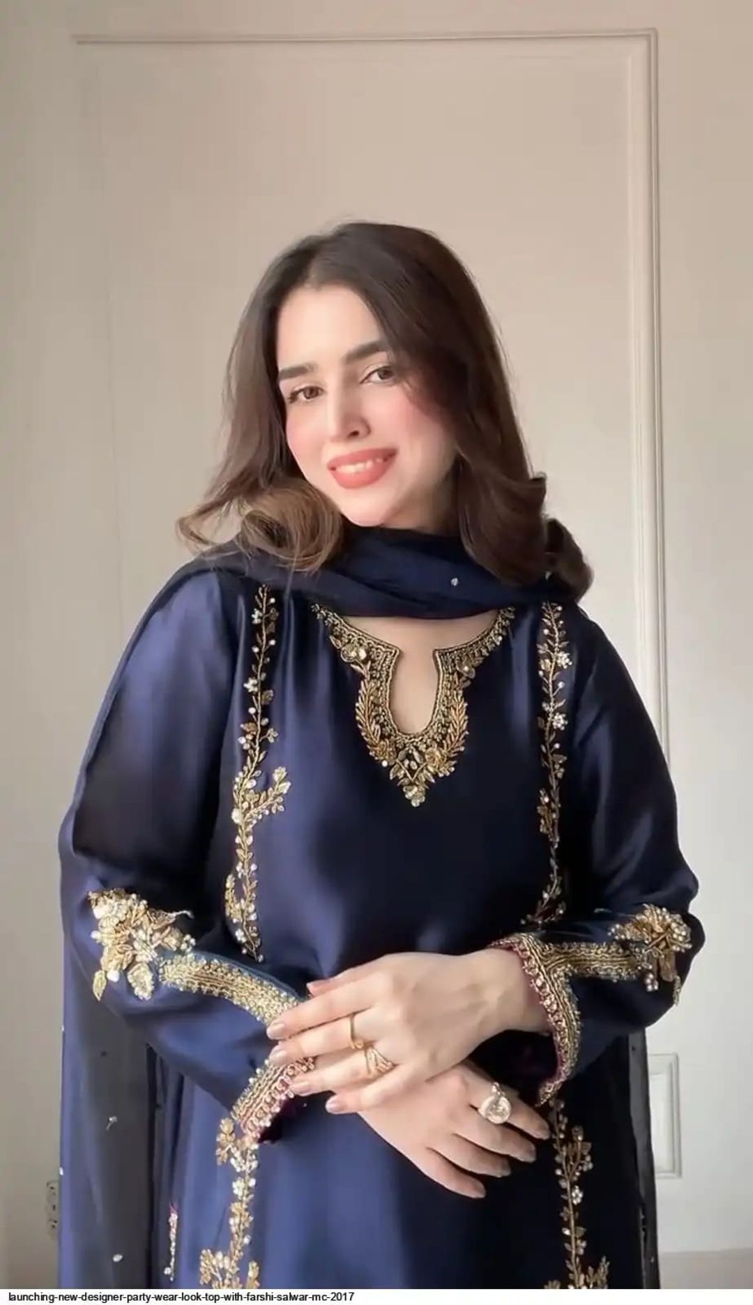 Midnight Blue Natural Crepe Patiala Kurta Set with Embroidery