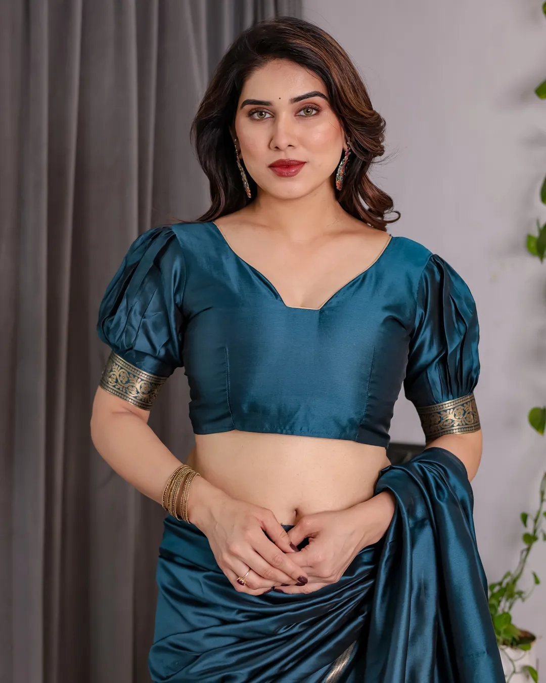 Teal Blue Banarasi Soft Silk Saree With Elegant Zari Border