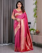 Magenta Banarasi Soft Silk Zari Saree | Varnavi Online - pink, Rani Pink, Magenta, Mauve, Baby Pink, Hot Pink, Fuchsia, Orchid