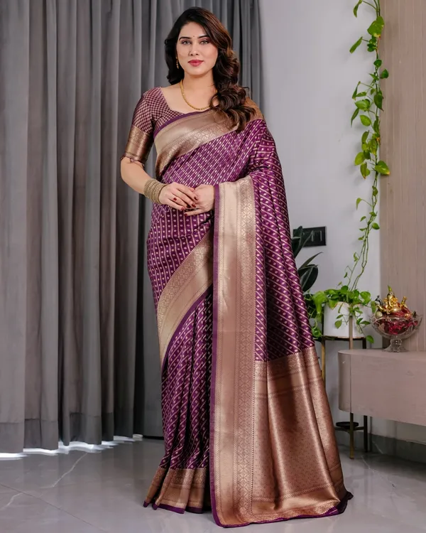 Purple Banarasi Soft Silk Zari Saree | Varnavi