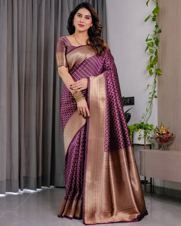 Purple Banarasi Soft Silk Zari Saree | Varnavi