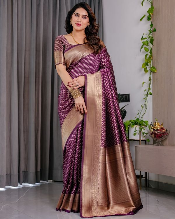 Purple Banarasi Soft Silk Zari Saree | Varnavi