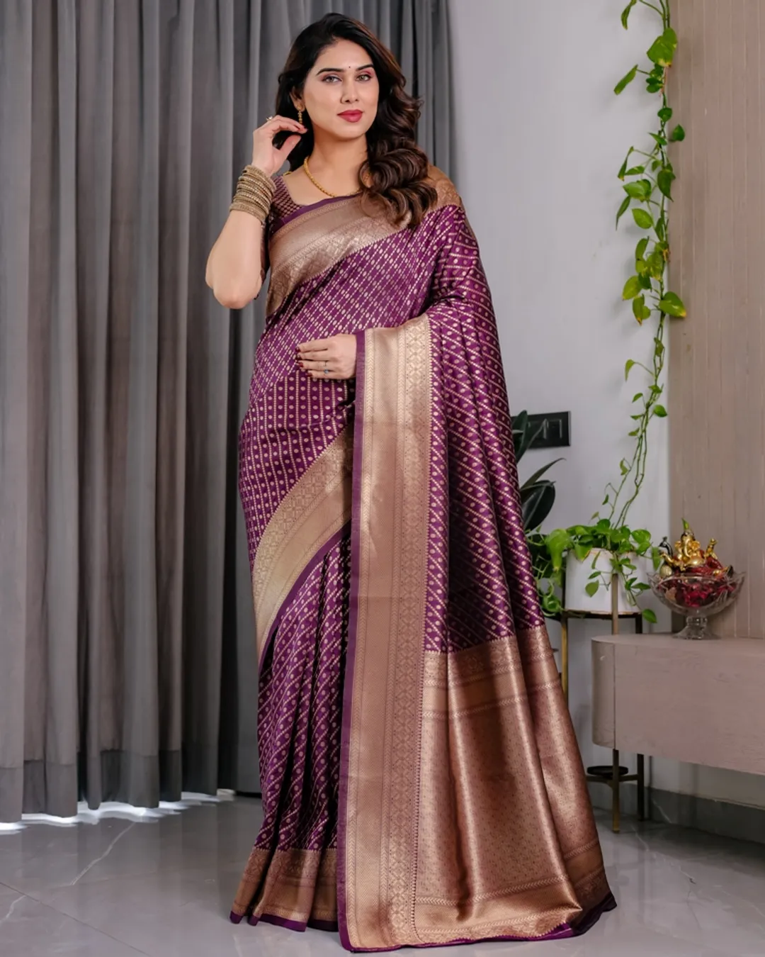 Purple Banarasi Soft Silk Zari Saree | Varnavi