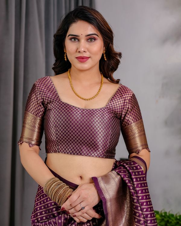 Purple Banarasi Soft Silk Zari Saree | Varnavi