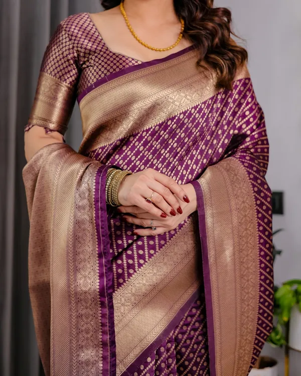 Purple Banarasi Soft Silk Zari Saree | Varnavi