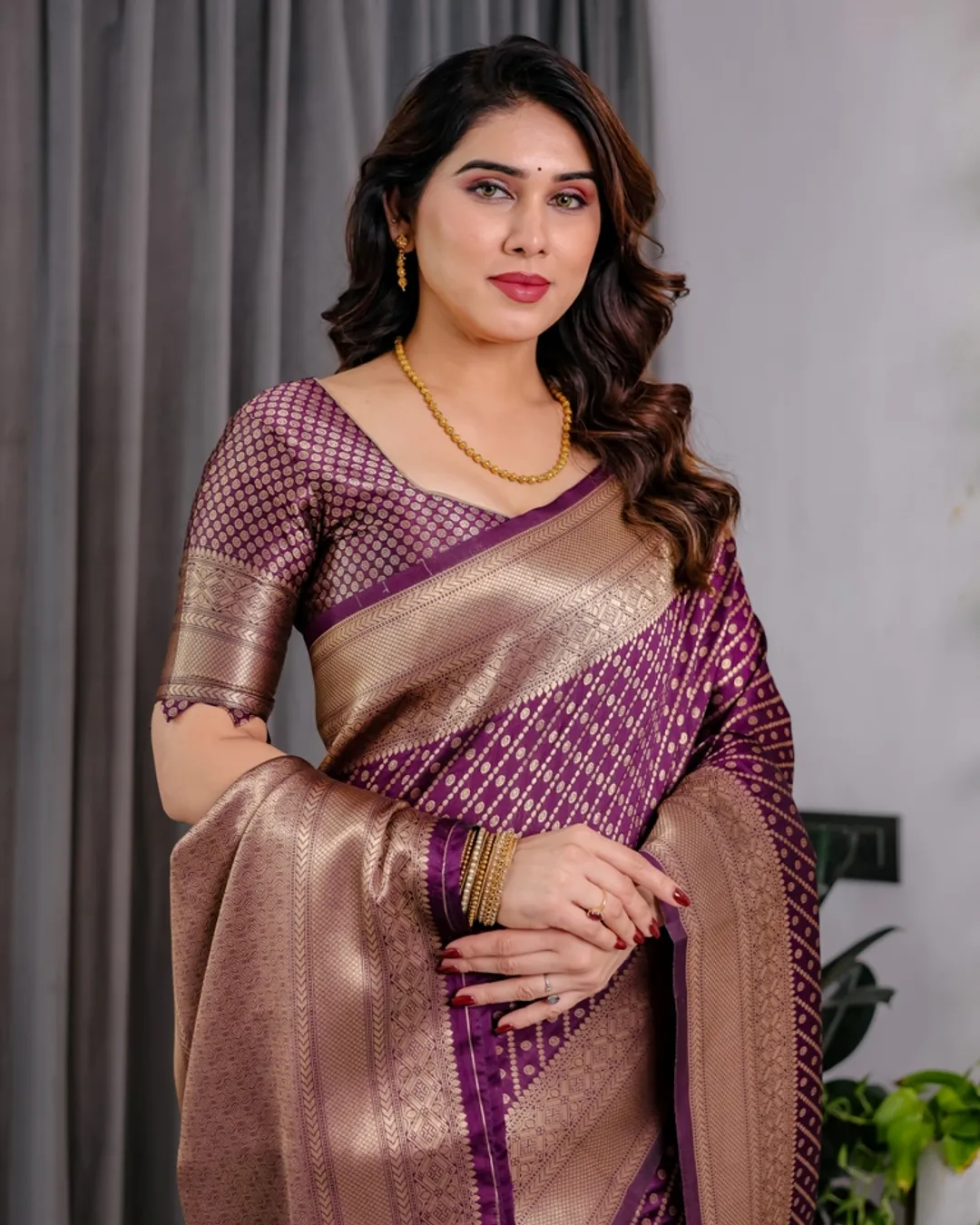 Purple Banarasi Soft Silk Zari Saree | Varnavi