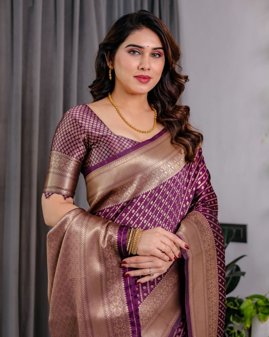 Purple Banarasi Soft Silk Zari Saree | Varnavi