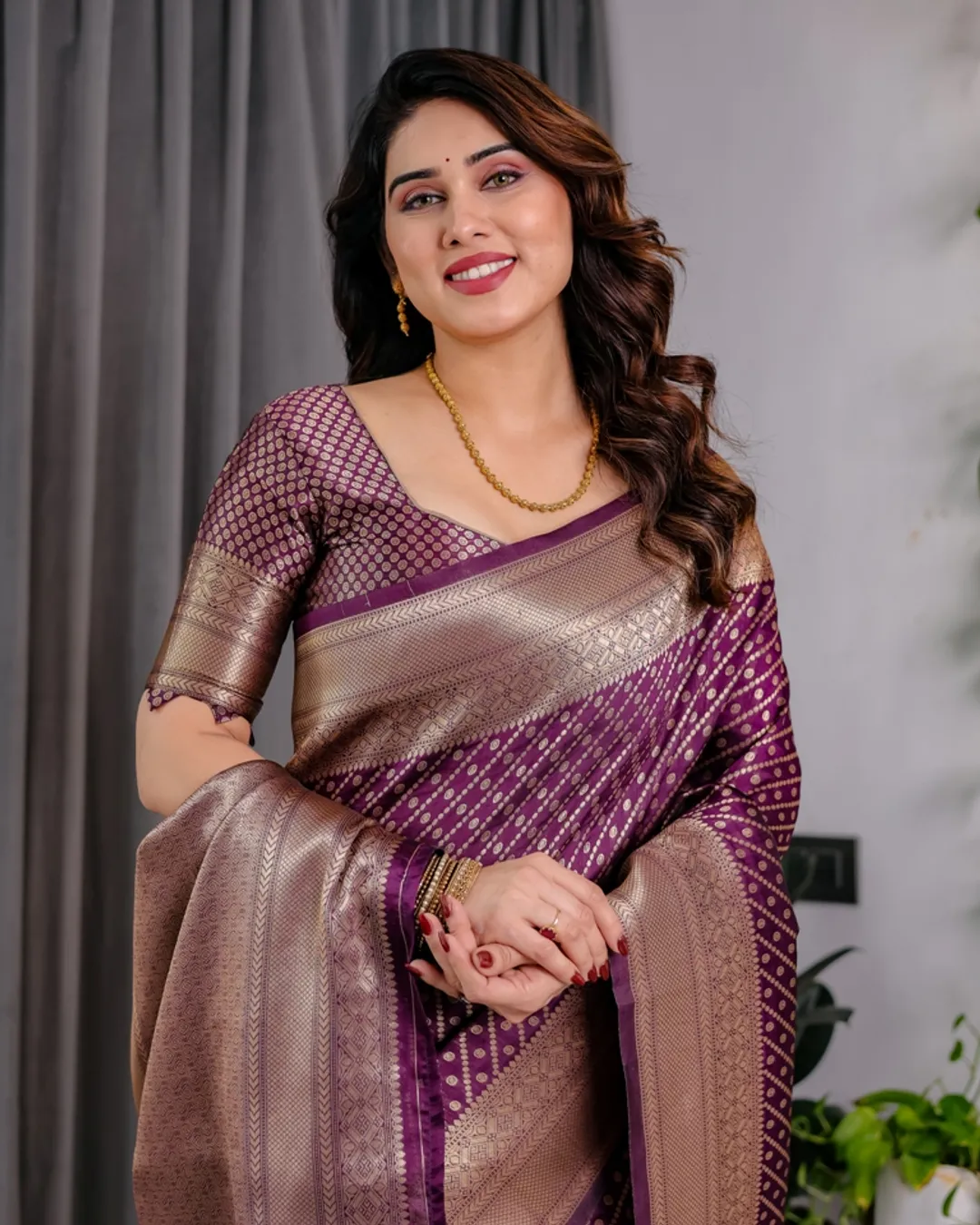 Purple Banarasi Soft Silk Zari Saree | Varnavi