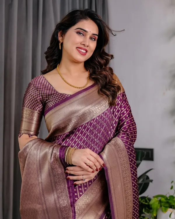 Purple Banarasi Soft Silk Zari Saree | Varnavi