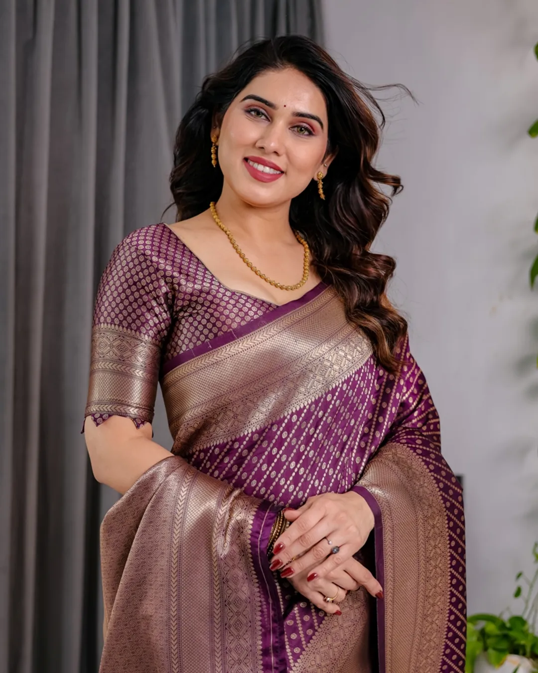 Purple Banarasi Soft Silk Zari Saree | Varnavi